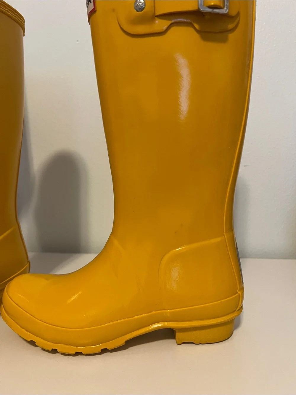 Hunter Girls Glossy Yellow Tall Rain Boots